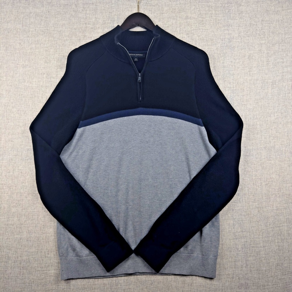 Banana Republic Mens Quarter Zip Knit‎ Sweater Medium Office Casual